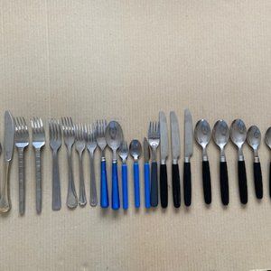 - retro vintage kitchen tableware cutlery stainless steel fork knives the lot
